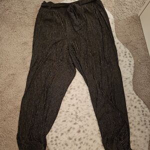 Torrid Black Pants with Metallic Gold Stripes